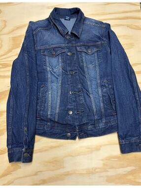 George Men’s Small Raw Denim Long Sleeve Jean Jacket With Pockets